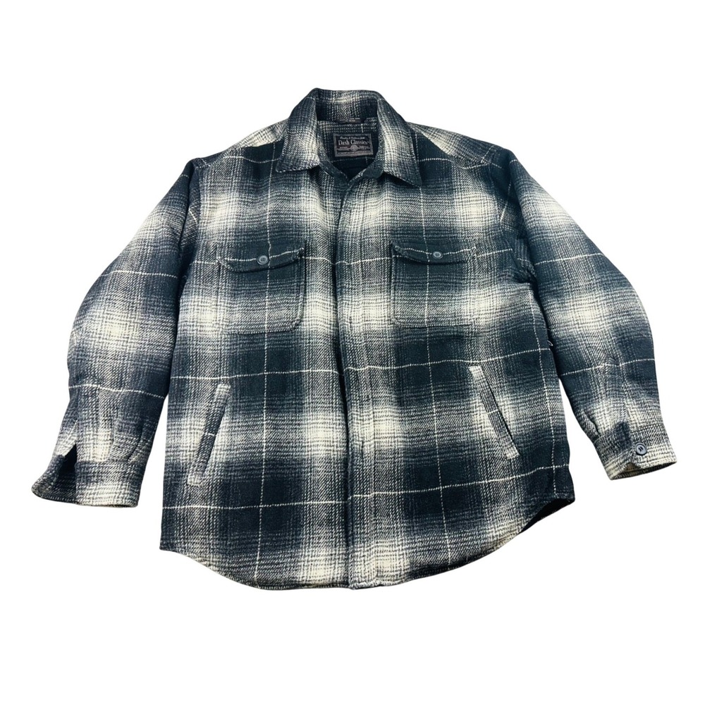 Vintage Dash Classics Jacket Men L Black Plaid Wool Blend Hong Kong Made Pockets